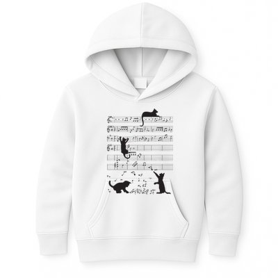 Cute Cat Kitty Playing Music Note Clef Musician Art Kids Hoodie