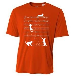 Cute Cat Kitty Playing Music Note Cooling Performance Crew T-Shirt