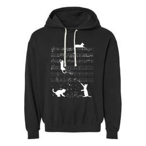 Cute Cat Kitty Playing Music Note Garment-Dyed Fleece Hoodie