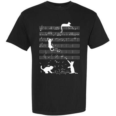 Cute Cat Kitty Playing Music Note Garment-Dyed Heavyweight T-Shirt