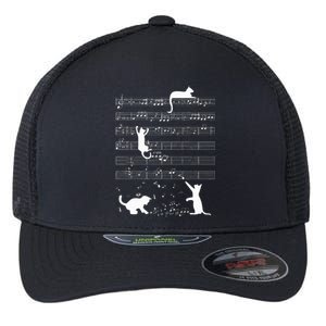 Cute Cat Kitty Playing Music Note Flexfit Unipanel Trucker Cap