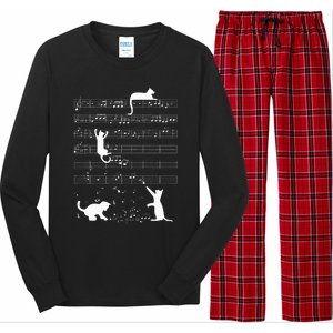 Cute Cat Kitty Playing Music Note Long Sleeve Pajama Set