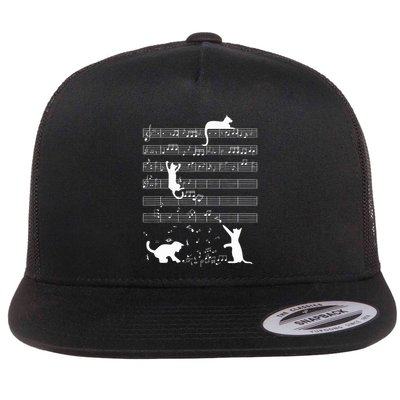 Cute Cat Kitty Playing Music Note Flatbill Hat