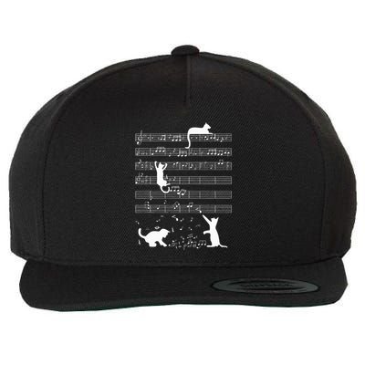 Cute Cat Kitty Playing Music Note Wool Snapback Cap