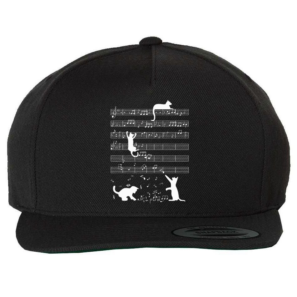 Cute Cat Kitty Playing Music Note Wool Snapback Cap
