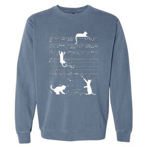 Cute Cat Kitty Playing Music Note Garment-Dyed Sweatshirt