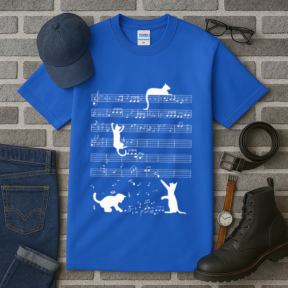 Cute Cat Kitty Playing Music Note Tall T-Shirt