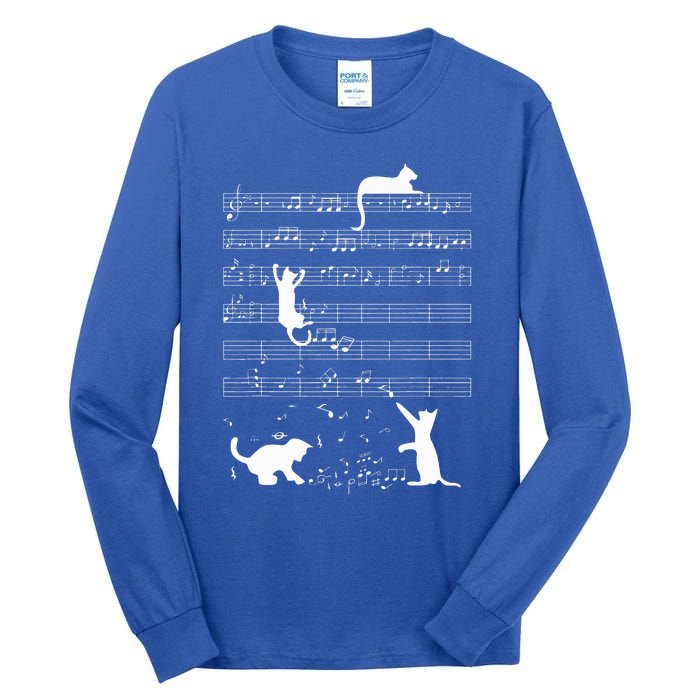 Cute Cat Kitty Playing Music Note Tall Long Sleeve T-Shirt