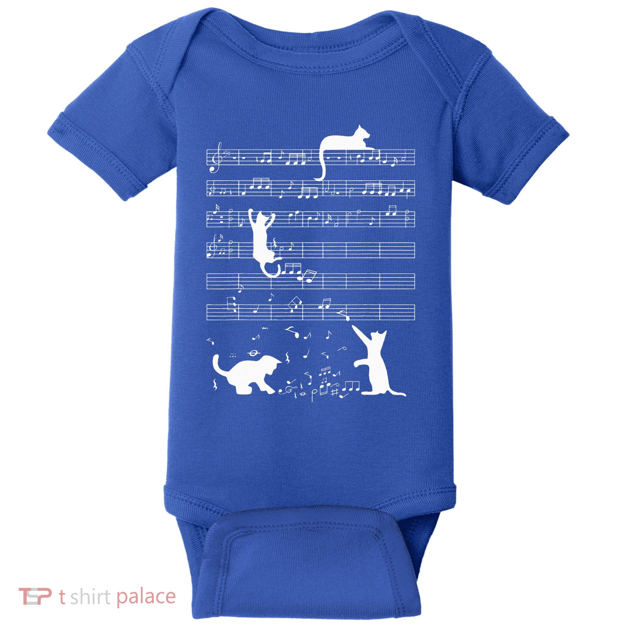 Cute Cat Kitty Playing Music Note Baby Bodysuit