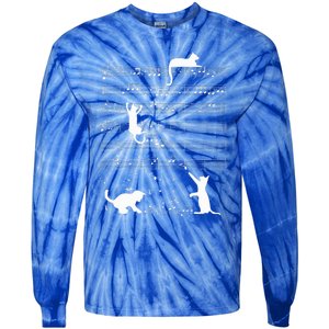 Cute Cat Kitty Playing Music Note Tie-Dye Long Sleeve Shirt