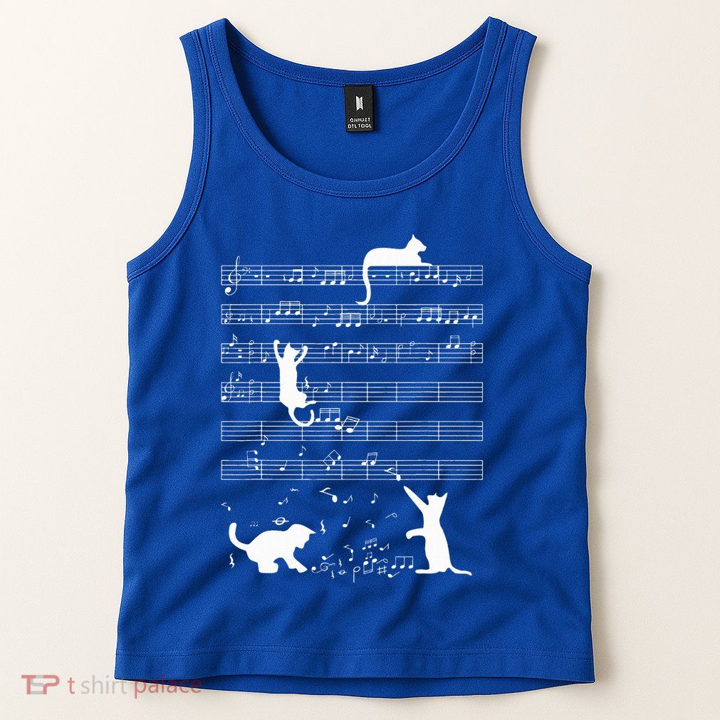 Cute Cat Kitty Playing Music Note Tank Top