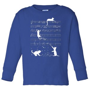 Cute Cat Kitty Playing Music Note Toddler Long Sleeve Shirt