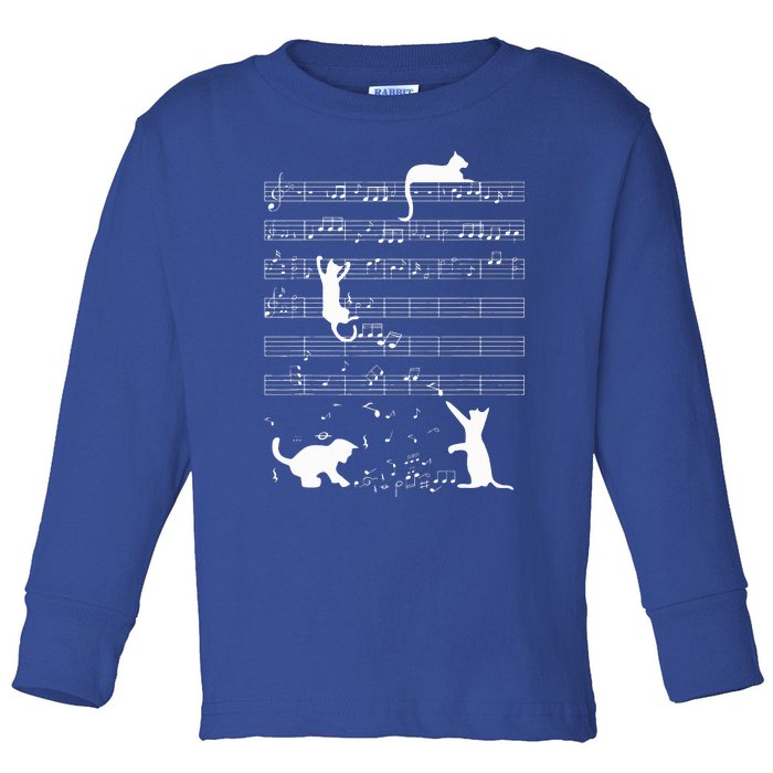 Cute Cat Kitty Playing Music Note Toddler Long Sleeve Shirt