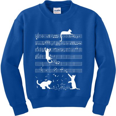 Cute Cat Kitty Playing Music Note Kids Sweatshirt