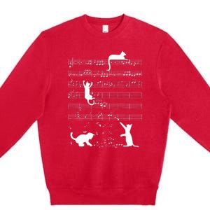 Cute Cat Kitty Playing Music Note Premium Crewneck Sweatshirt