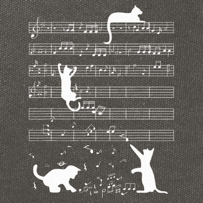 Cute Cat Kitty Playing Music Note Cotton Canvas Backpack