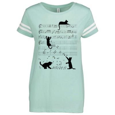 Cute Cat Kitty Playing Music Note Clef Musician Art Enza Ladies Jersey Football T-Shirt