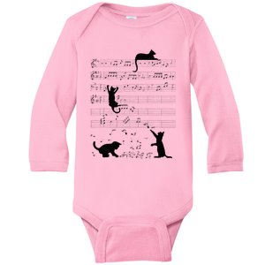 Cute Cat Kitty Playing Music Note Clef Musician Art Baby Long Sleeve Bodysuit