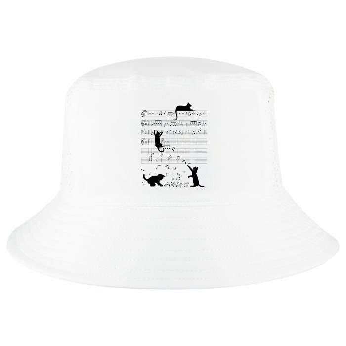 Cute Cat Kitty Playing Music Note Clef Musician Art Cool Comfort Performance Bucket Hat