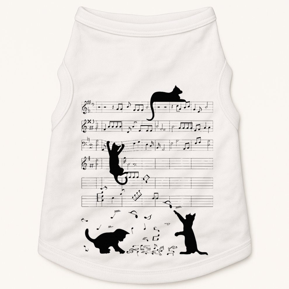 Cute Cat Kitty Playing Music Note Clef Musician Art Doggie Tank