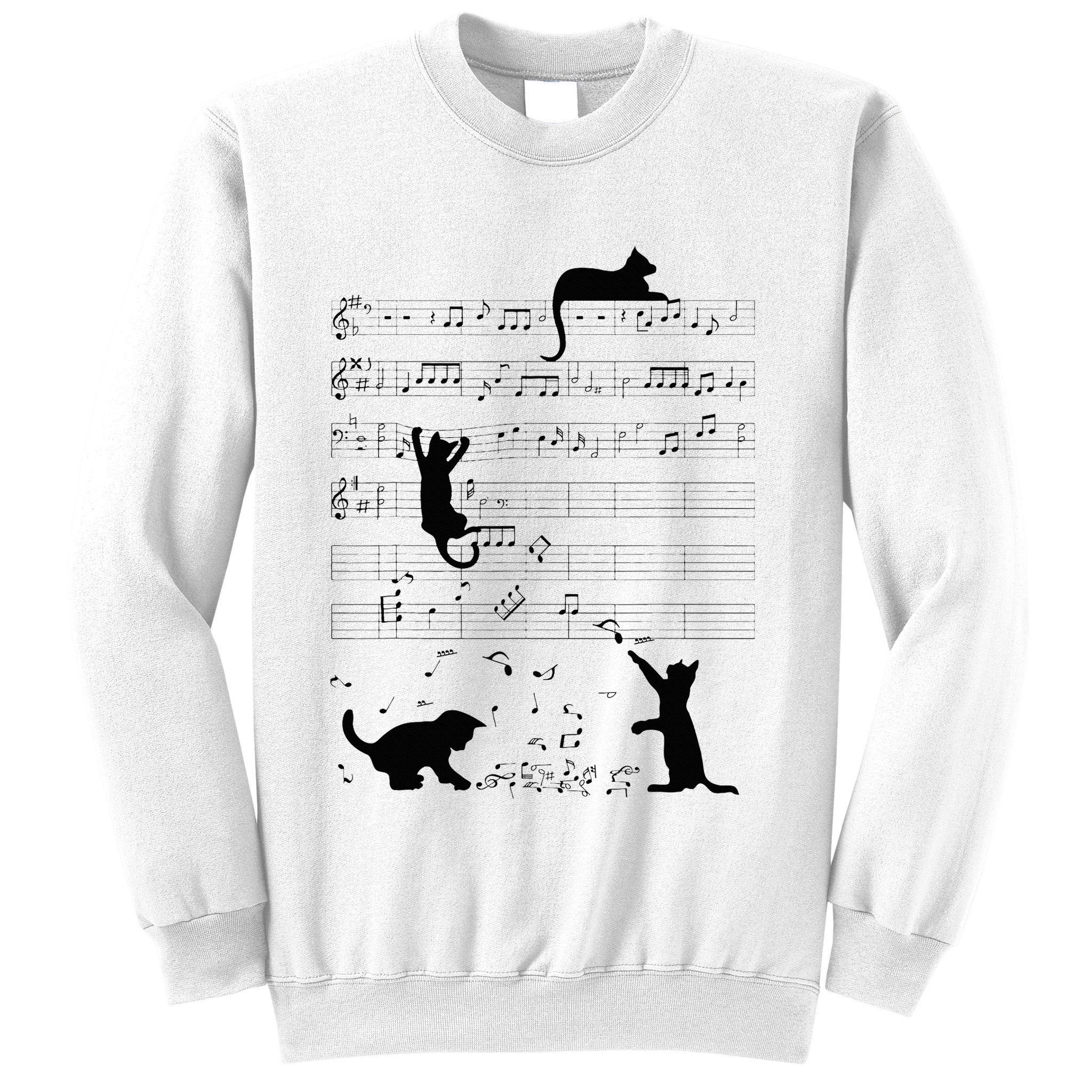 Cute Cat Kitty Playing Music Note Clef Musician Art Sweatshirt