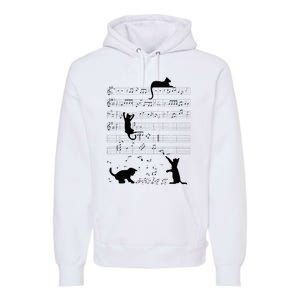 Cute Cat Kitty Playing Music Note Clef Musician Art Premium Hoodie