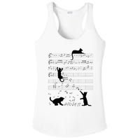 Cute Cat Kitty Playing Music Note Clef Musician Art Ladies PosiCharge Competitor Racerback Tank