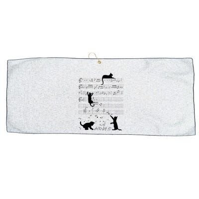 Cute Cat Kitty Playing Music Note Clef Musician Art Large Microfiber Waffle Golf Towel