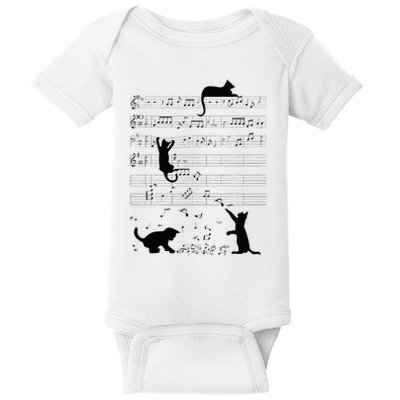 Cute Cat Kitty Playing Music Note Clef Musician Art Baby Bodysuit
