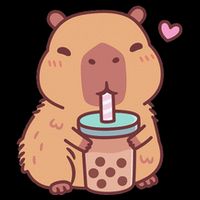 Cute Capybara Kawaii Anime Drinking Bubble Tea Lover Drawstring Bag