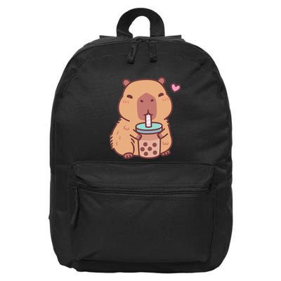 Cute Capybara Kawaii Anime Drinking Bubble Tea Lover 16 in Basic Backpack