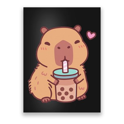 Cute Capybara Kawaii Anime Drinking Bubble Tea Lover Poster
