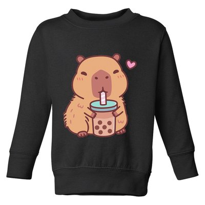 Cute Capybara Kawaii Anime Drinking Bubble Tea Lover Toddler Sweatshirt