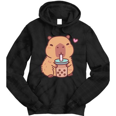 Cute Capybara Kawaii Anime Drinking Bubble Tea Lover Tie Dye Hoodie