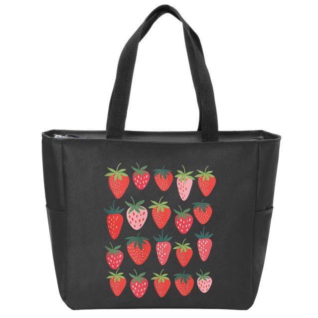 Cute Cottagecore Kawaii Strawberry Aesthetic Strawberries Zip Tote Bag