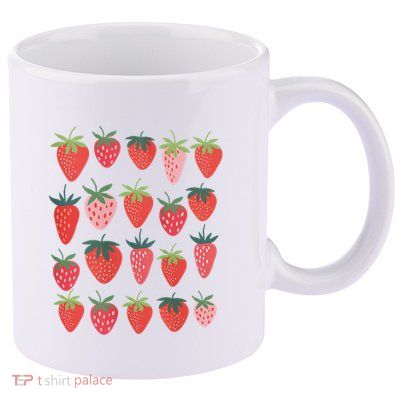 Cute Cottagecore Kawaii Strawberry Aesthetic Strawberries 11oz C Handle Ceramic Mug