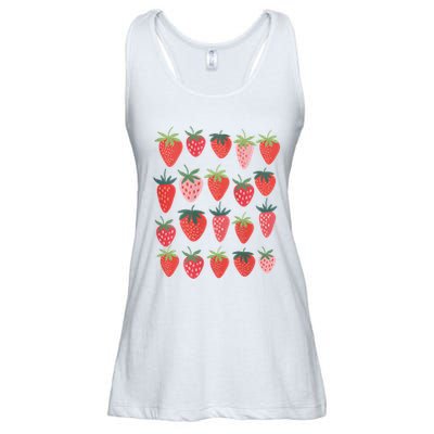 Cute Cottagecore Kawaii Strawberry Aesthetic Strawberries Ladies Essential Flowy Tank