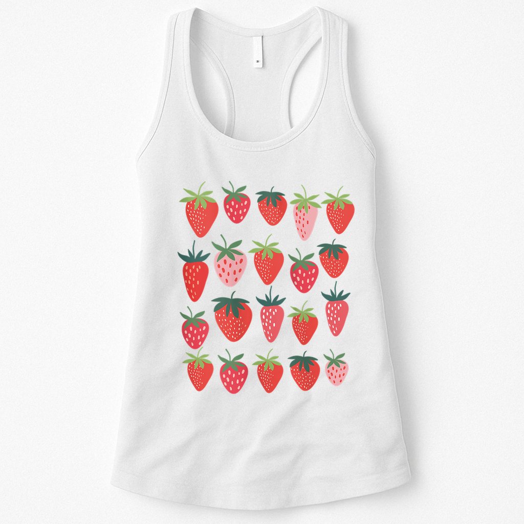 Cute Cottagecore Kawaii Strawberry Aesthetic Strawberries Womens Tank Top