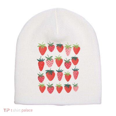 Cute Cottagecore Kawaii Strawberry Aesthetic Strawberries Short Acrylic Beanie