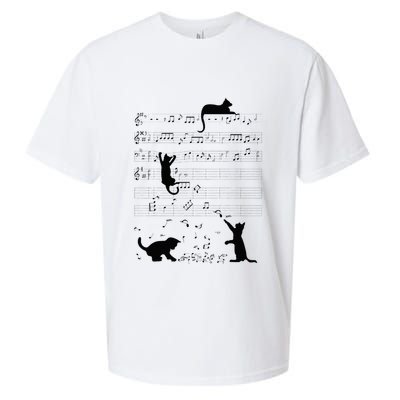 Cute Cat Kitty Playing Music Note Clef Musician Art Sueded Cloud Jersey T-Shirt