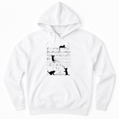 Cute Cat Kitty Playing Music Note Clef Musician Art Hoodie