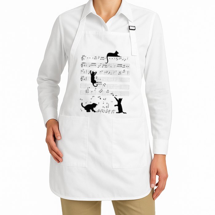 Cute Cat Kitty Playing Music Note Clef Musician Art Apron