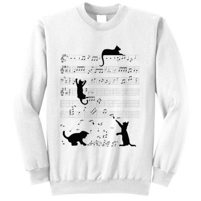 Cute Cat Kitty Playing Music Note Clef Musician Art Sweatshirt