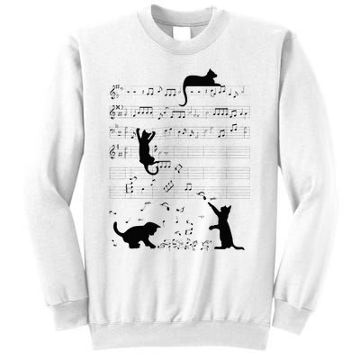 Cute Cat Kitty Playing Music Note Clef Musician Art Sweatshirt