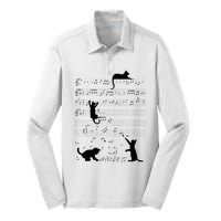 Cute Cat Kitty Playing Music Note Clef Musician Art Silk Touch Performance Long Sleeve Polo