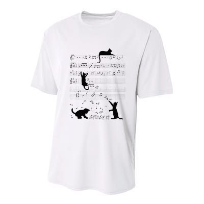 Cute Cat Kitty Playing Music Note Clef Musician Art Youth Performance Sprint T-Shirt
