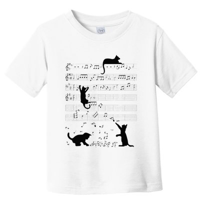 Cute Cat Kitty Playing Music Note Clef Musician Art Toddler T-Shirt