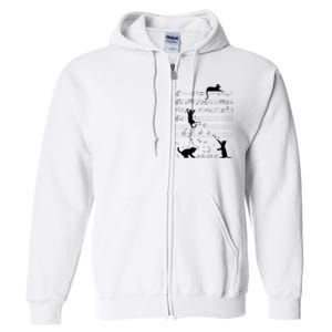 Cute Cat Kitty Playing Music Note Clef Musician Art Full Zip Hoodie