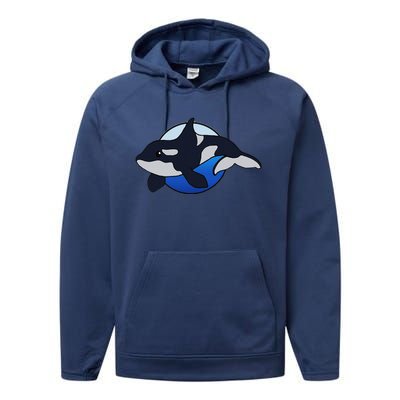 Cute Cartoon Killer Whale For Animal Lovers And Enthusiasts Performance Fleece Hoodie