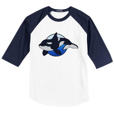 Cute Cartoon Killer Whale For Animal Lovers And Enthusiasts Baseball Sleeve Shirt